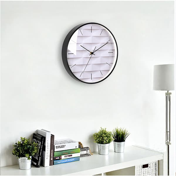 Analog Veggklokke i Minimalistisk Design – 30 cm, Hvit Urskive