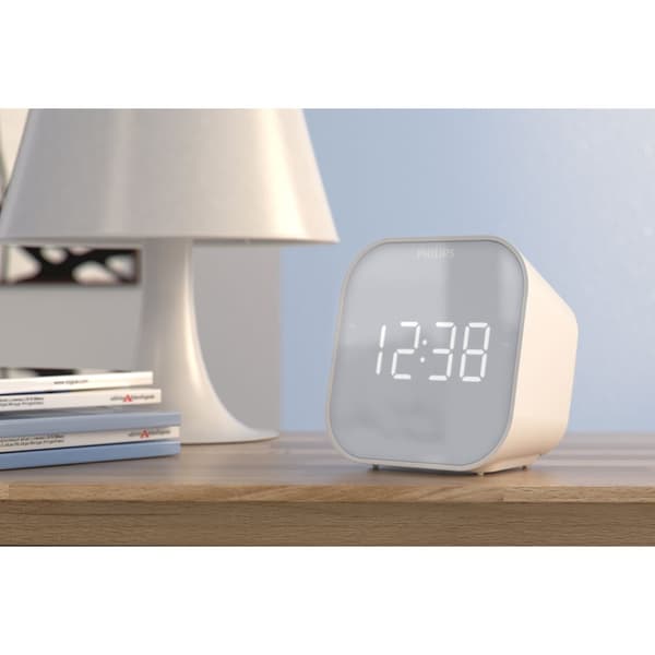 Klockradio FM Spegelfinish display Dubbla alarm TAR4406/12 Vit