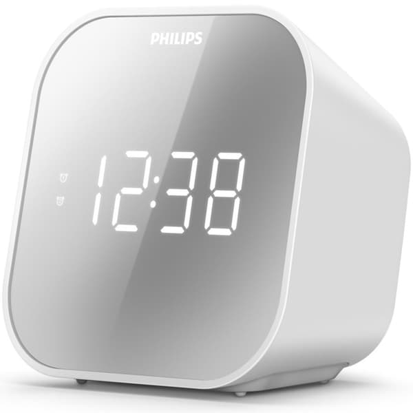 Klockradio FM Spegelfinish display Dubbla alarm TAR4406/12 Vit