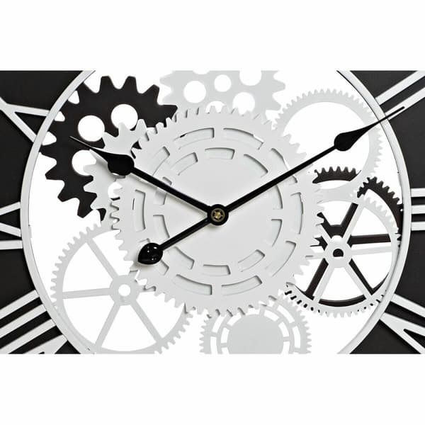 Väggklocka DKD Home Decor Vit Svart Järn Trä MDF Drev 60 x 4 x 60 cm