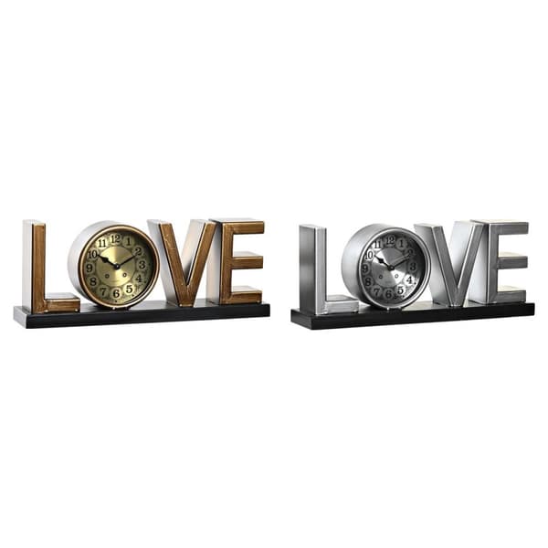 Asztali óra DKD Home Decor Love Koppar 39 x 8 x 15 cm Silvrig Järn Loft (2 antal)