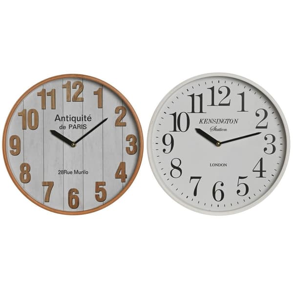 Vægur Home ESPRIT Hvid Krystal Træ MDF 32 x 4,5 x 32 cm (2 enheder)