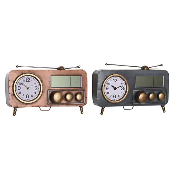 Pöytäkello DKD Home Decor 33 x 11,5 x 26 cm Grå Kopper Jern Vintage (2 enheter)