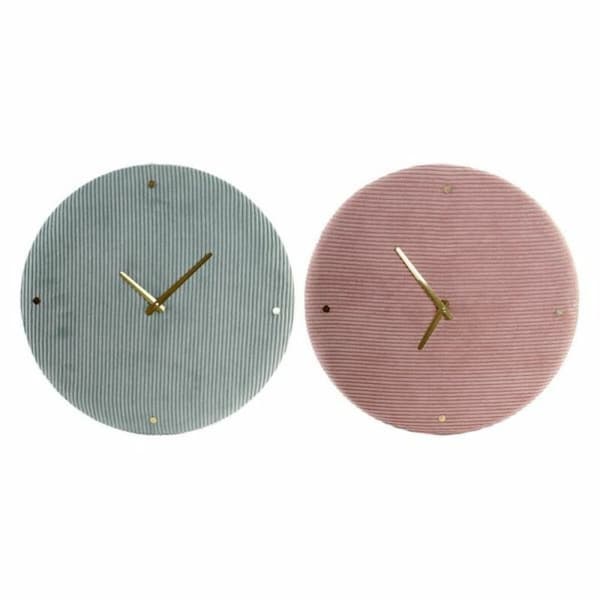 Seinäkello DKD Home Decor Vihreä Pinkki 40,5 x 5,5 x 40,5 cm (2 osaa)