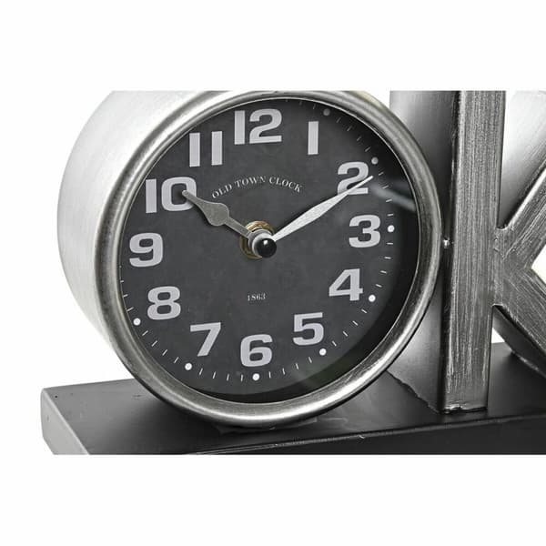Stalinis laikrodis DKD Home Decor 23 x 8 x 15 cm Hopeinen Musta Rauta (2 osaa)