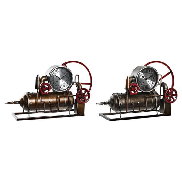 Stalinis laikrodis DKD Home Decor Punainen Kupari Kullattu Rauta Vintage Sulkuhana 47 x 16 x 26 cm (2 osaa)