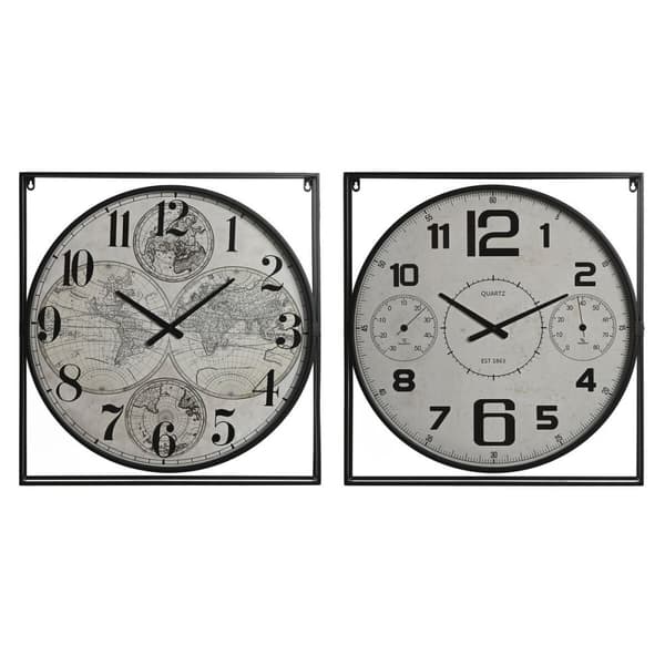 Seinäkello Home ESPRIT Valkoinen Musta Metalli Puu MDF 62 x 6 x 65 cm (2 osaa)
