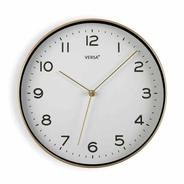 Veggklokke Versa Hvit Gyllen Quartz 30,5 x 4,3 x 30,5 cm