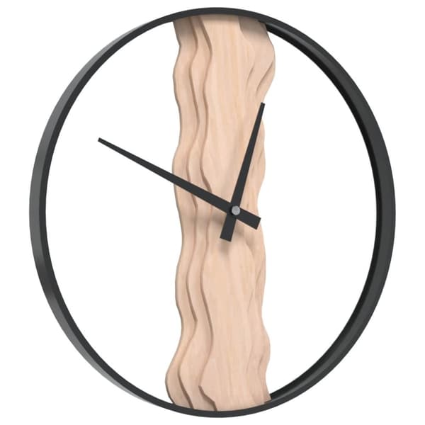 vægur Ø35 cm jern og egetræ brun