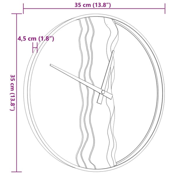 vægur Ø35 cm jern og egetræ brun