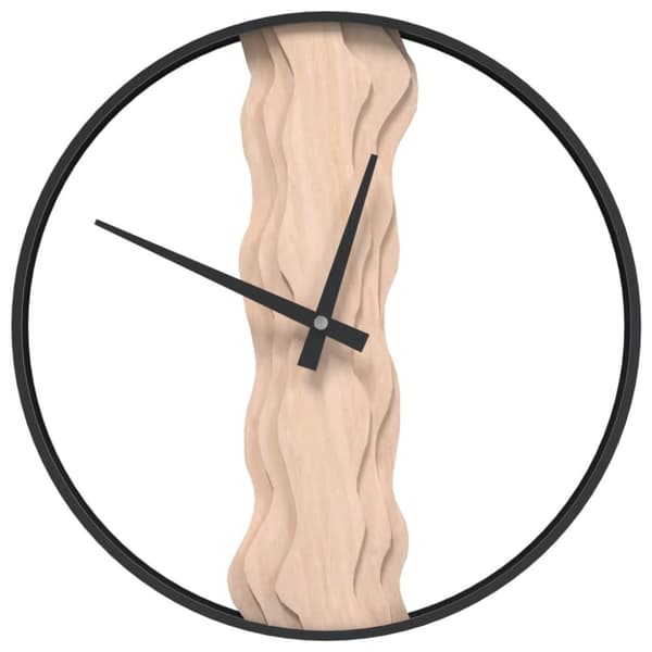 vægur Ø35 cm jern og egetræ brun