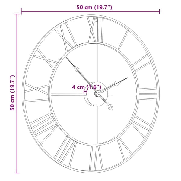 Seinäkello musta Ø50 cm rauta