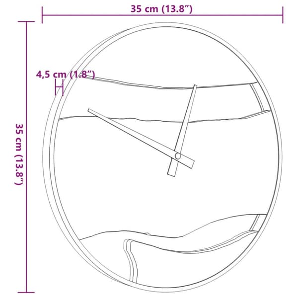vægur Ø35 cm jern og oliventræ brun