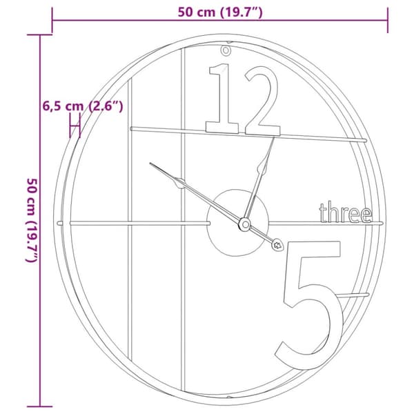 vægur Ø50 cm jern sort
