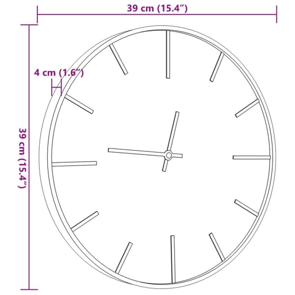 vægur Ø39 cm jern og Konstruktions træ brun