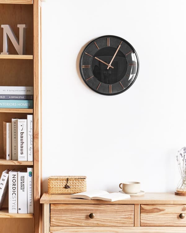 Väggklocka Svart Metall Syntetiskt Material ø 34 cm Glamorös Design utan Siffror Vardagsrumsinredning