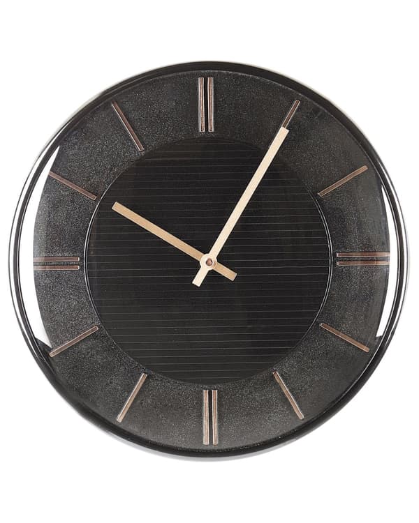 Väggklocka Svart Metall Syntetiskt Material ø 34 cm Glamorös Design utan Siffror Vardagsrumsinredning