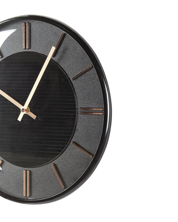 Veggklokke Svart Metall Syntetisk materiale ø 34 cm Uten tall Glamorøst design Dekorasjon
