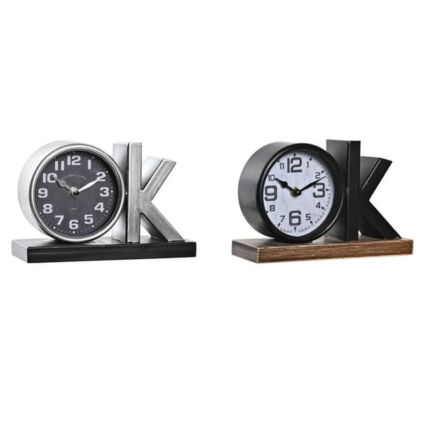 Asztali óra DKD Home Decor 23 x 8 x 15 cm Silvrig Svart Järn (2 antal)