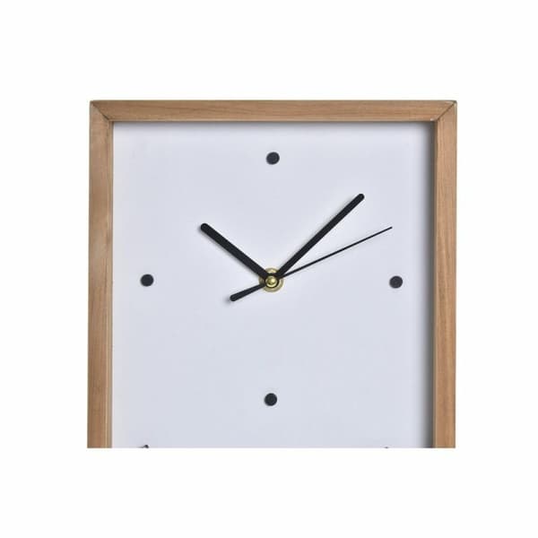 Väggklocka DKD Home Decor Vit Brun Trä Aluminium Hus Urban 20 x 4 x 30 cm