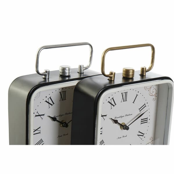 Stalinis laikrodis DKD Home Decor 19 x 7 x 27 cm Kristalli Musta Sininen Valkoinen Rauta (2 osaa)
