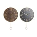 Pikkukuva 1 / 4: Seinäkello DKD Home Decor 40 x 4 x 40 cm Musta Ruskea Rauta Heiluri Puu MDF (2 osaa)