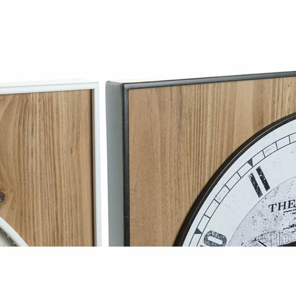 Seinäkello DKD Home Decor Musta Valkoinen Rauta Vintage 60 x 4,5 x 60 cm Puu MDF Maailmankartta (2 osaa)