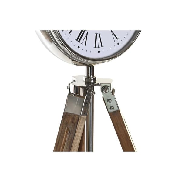 Asztali óra DKD Home Decor 22 x 40 x 80 cm Naturell Silvrig Aluminium Tripod Mangoträ Traditionell