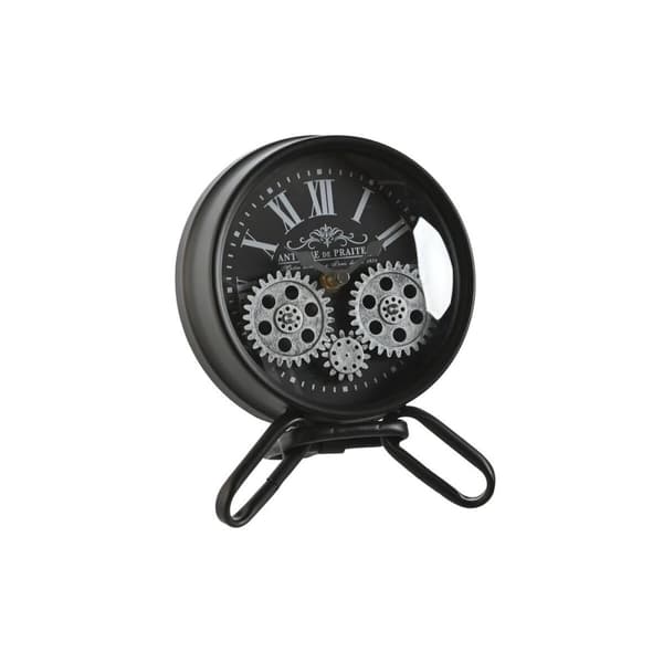 Asztali óra Home ESPRIT Svart Silvrig Metall Glas 16,5 x 11 x 21 cm
