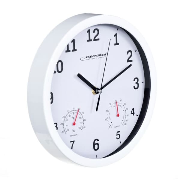 Väggklocka Esperanza EHC016W Vit Glas Plast 25 cm