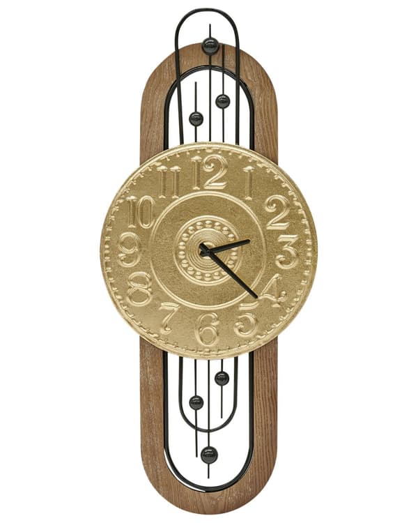 Väggklocka Guld Järnram Svarta Visare 36 x 83 cm Arabiska siffror Vintage Retro Design Vardagsrum