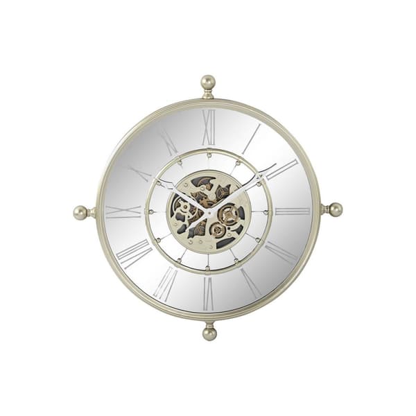 Veggklokke Home ESPRIT Champagne Jern Speil 67 x 8 x 67 cm