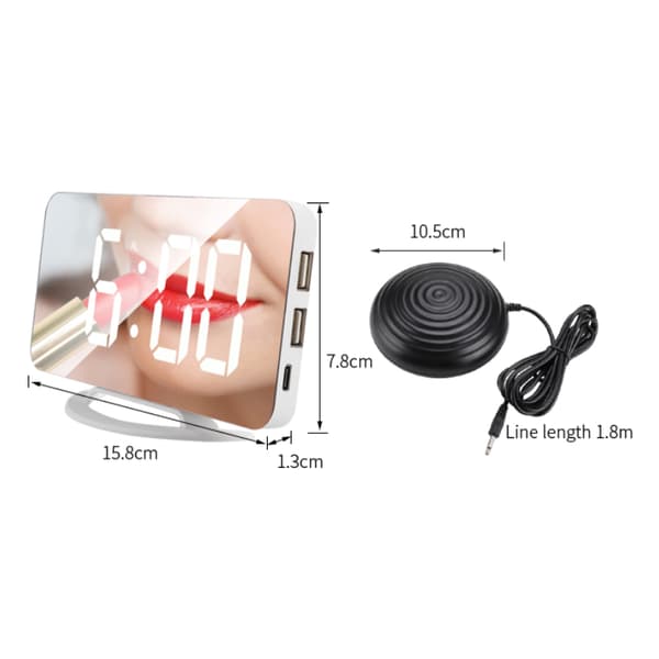 INF Speilvekkerklokke med Vibrasjon og USB-lading 0