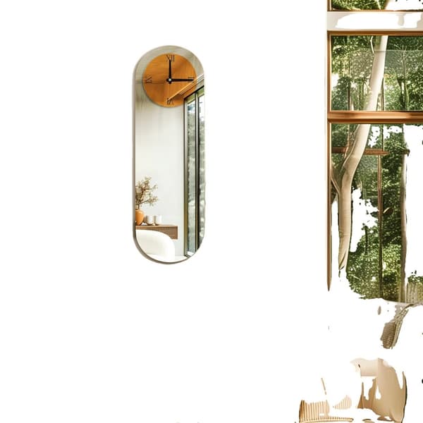 Väggklocka, Lång Oblong Form, Design med Romerska Siffror,Silverbrun
