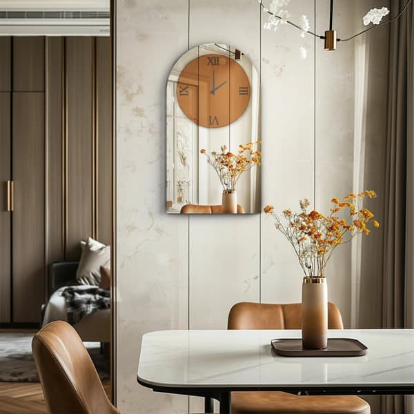 Vægur, buet design, romerske tal,20 tommer, Sølv