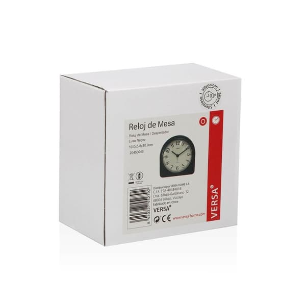 Pöytäkello Versa Luxa Svart Plast 5,8 x 10 x 10 cm