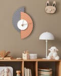 Miniatyrbild 4 av 6: Väggklocka Grå och Orange MDF Metall 29 x 47 cm Retro Design utan Siffror Vardagsrum Kontor