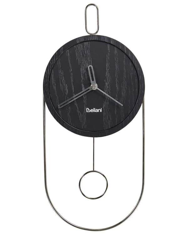 Veggklokke Svart MDF Metall 20 x 45 cm Uten tall Moderne design Pendelur Dekor Interiør
