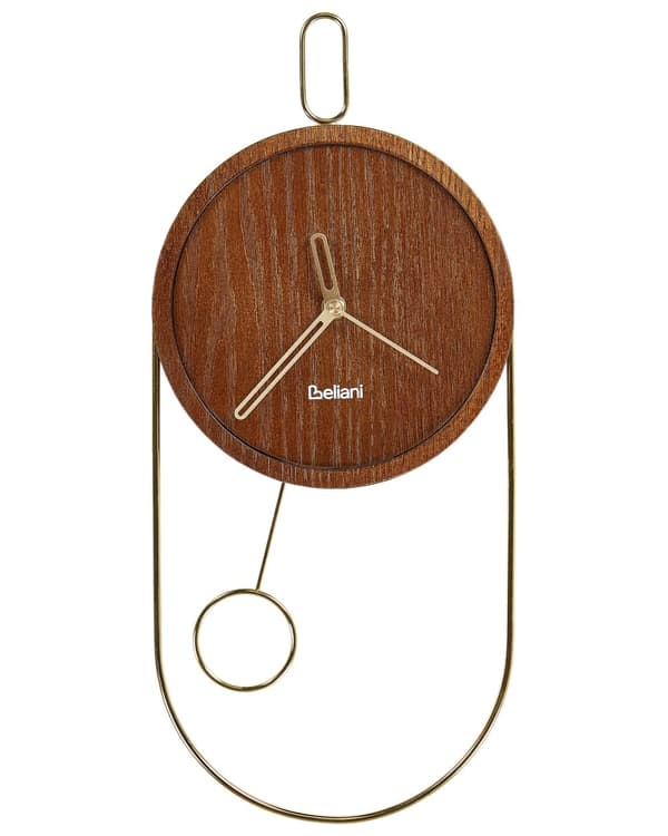 Veggklokke Mørkt tre MDF Metall 20 x 45 cm Uten tall Moderne design Pendelur Dekor Interiør
