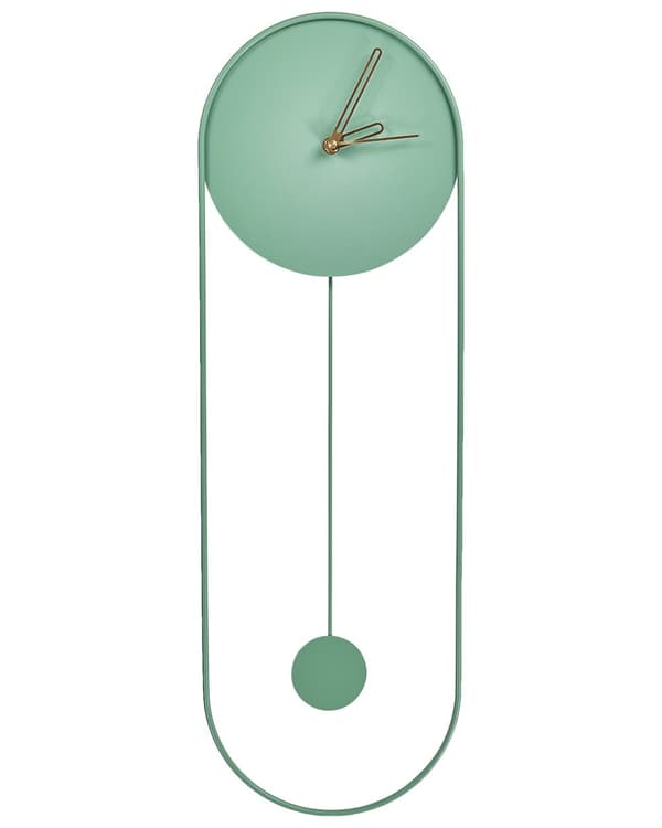 Väggklocka Ljusgrön Stål Metall 20 x 62 cm Modern Minimalistisk Dekorativ Pendeldesign utan Siffror Vardagsrumsinredning