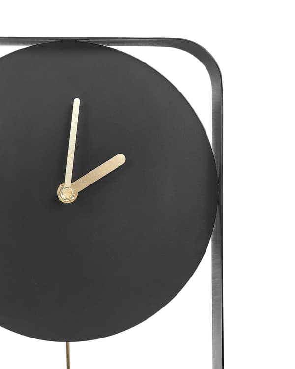 Väggklocka Svart Stål Metall 21 x 40 cm Modern Minimalistisk Dekorativ Pendel Design Utan Siffror Dekoration Vardagsrum