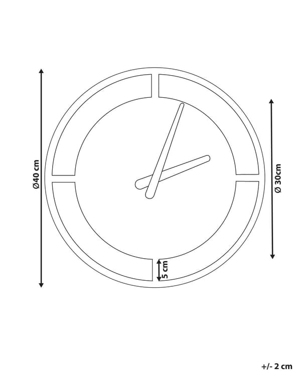 Veggklokke Svart Stål Metall ⌀ 40 cm uten tall Stueinnredning Moderne Minimalistisk design