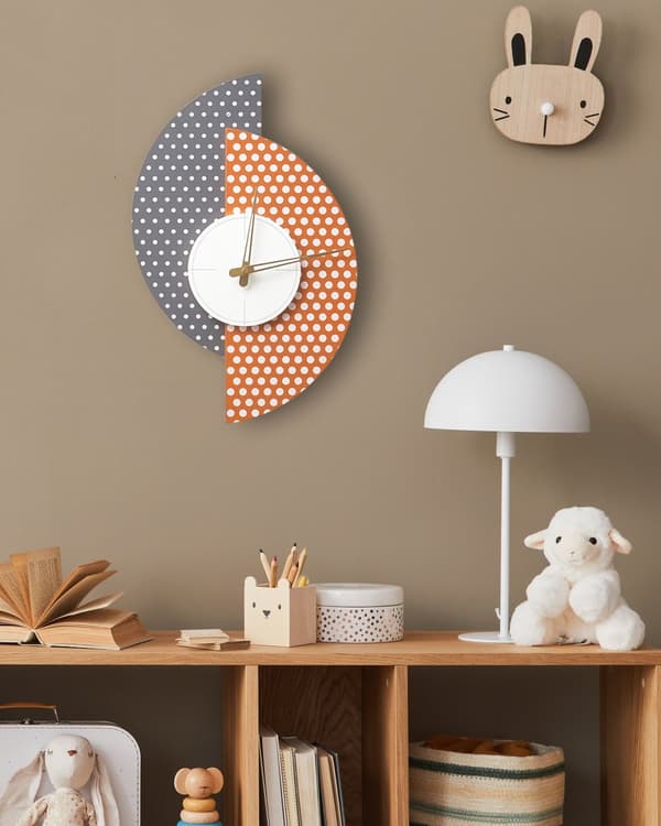 Veggklokke Grå Oransje 29 x 47 cm MDF Metall Design uten tall Stueinnredning