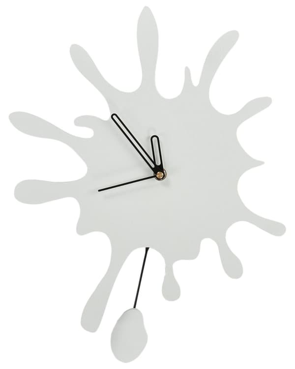 Veggklokke Hvit 27 x 37 cm MDF Metall Design med Dekorativ Pendel uten tall Stueinnredning