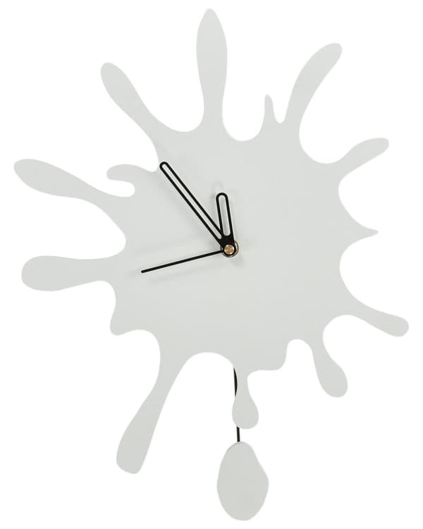 Veggklokke Hvit 27 x 37 cm MDF Metall Design med Dekorativ Pendel uten tall Stueinnredning