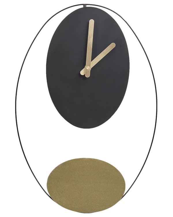 Vægur sort og guld stålmetal 31 x 45 cm moderne minimalistisk design uden tal dekoration stue