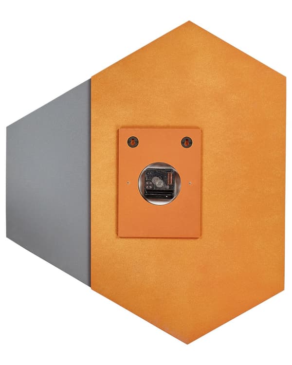 Vægur hvid grå orange MDF metal 52 x 60 cm design uden tal uregelmæssig form tilbehør stue