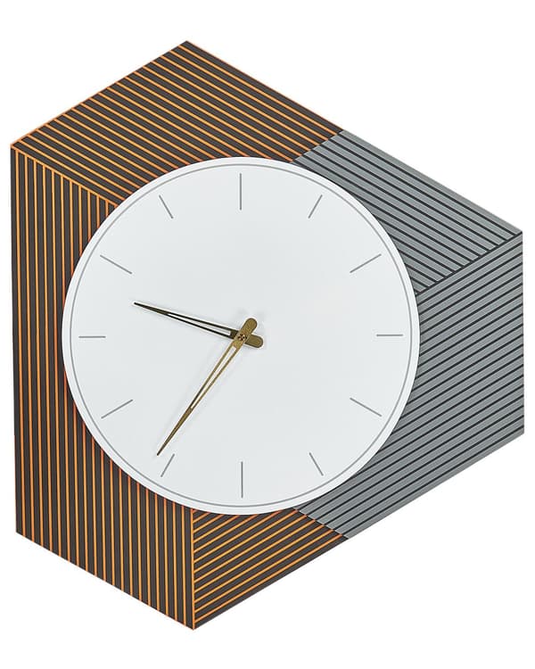 Vægur hvid grå orange MDF metal 52 x 60 cm design uden tal uregelmæssig form tilbehør stue