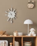 Miniatyrbillede 4 af 7: Vægur hvid MDF metal 27 x 37 cm design uden tal med dekorativt pendul tilbehør i moderne stil til stuen