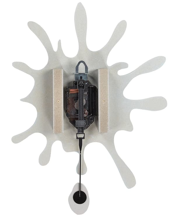 Vægur hvid MDF metal 27 x 37 cm design uden tal med dekorativt pendul tilbehør i moderne stil til stuen